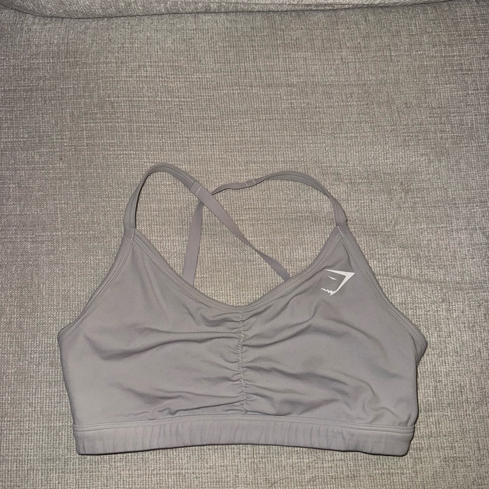 Gymshark Light Gray Crossback Ruched Sports Bralette